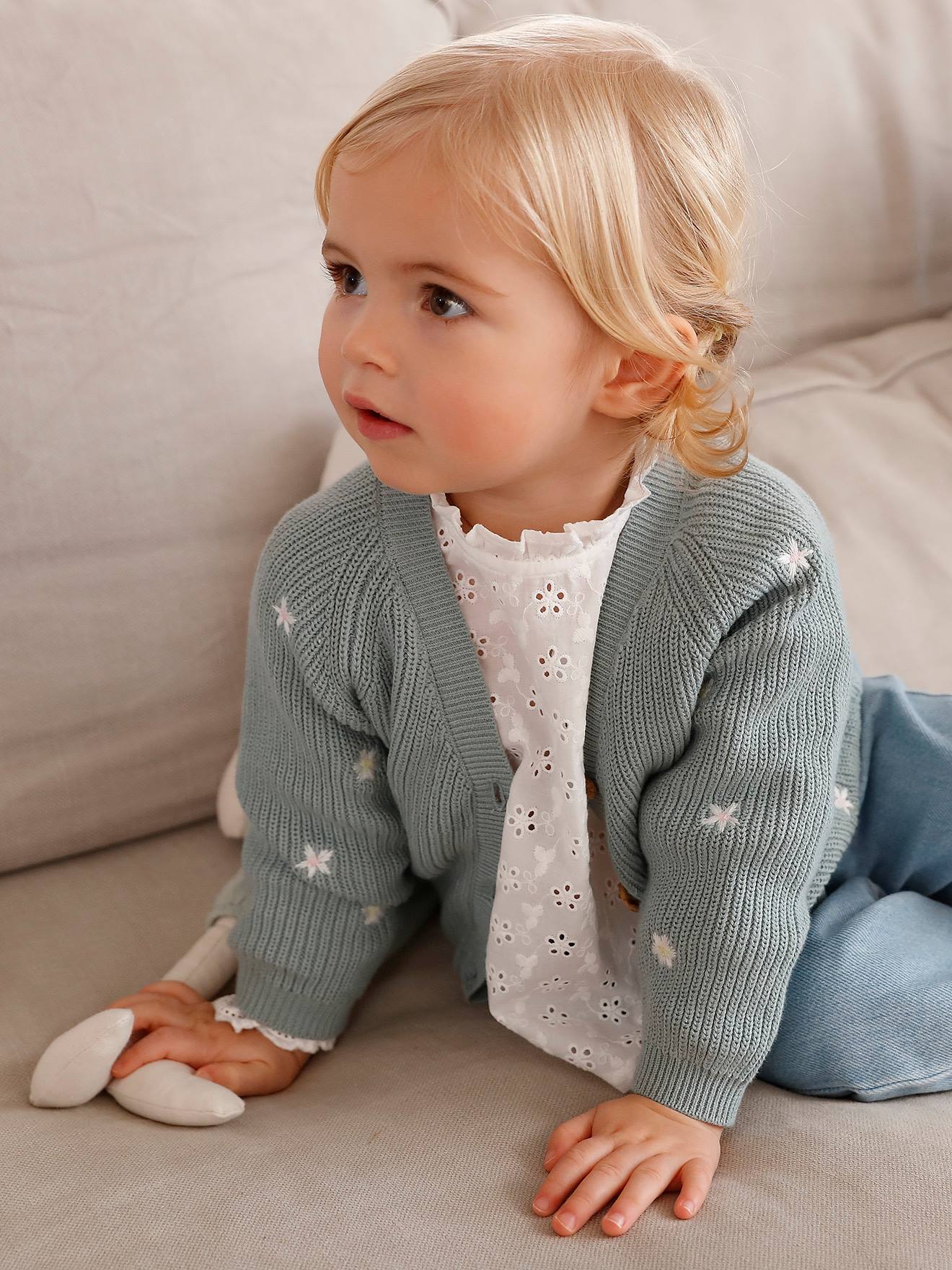 Gilet bb brod en ctes anglaises vert deau 20 €