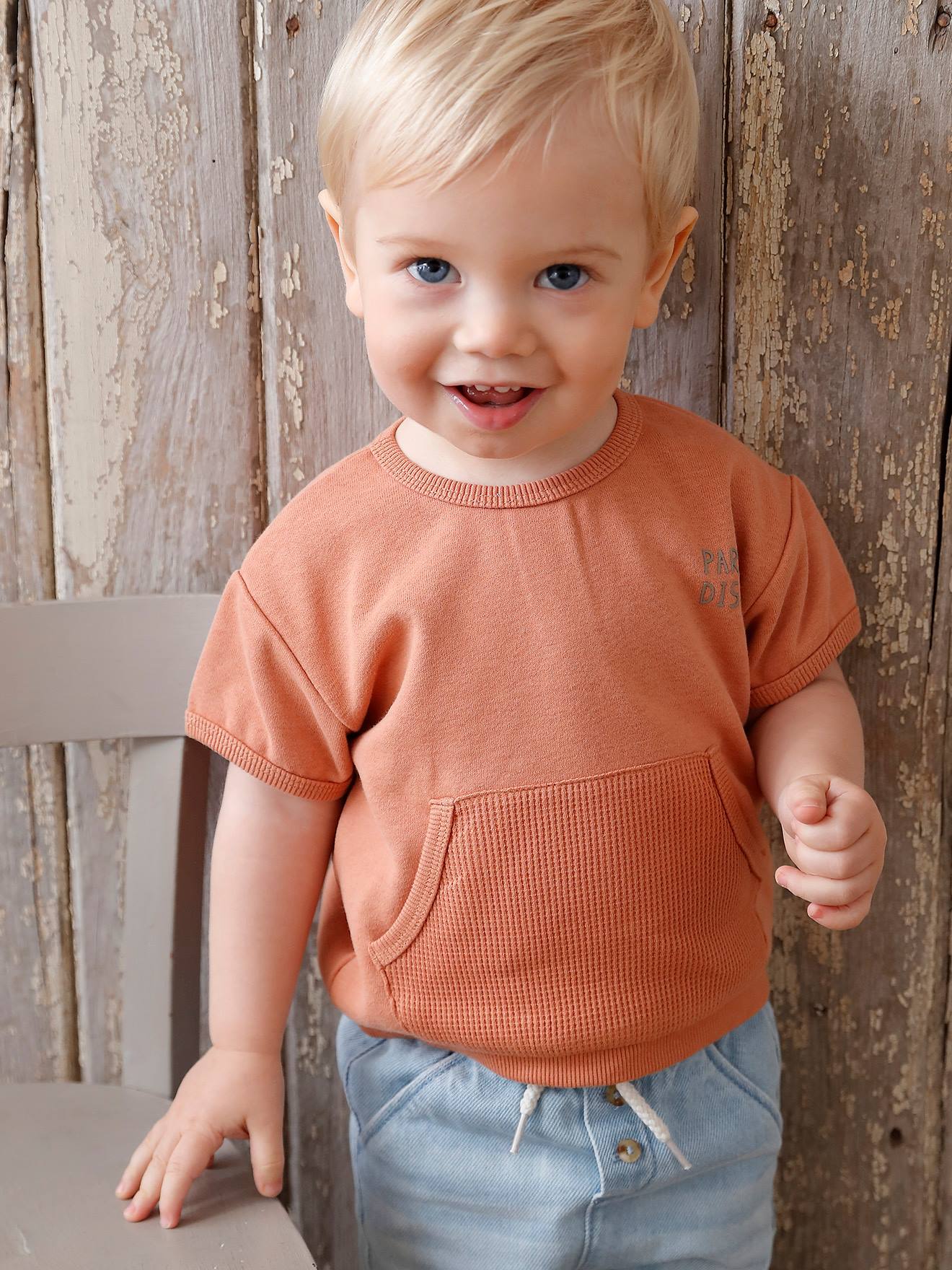 Sweat bébé manches courtes rouille