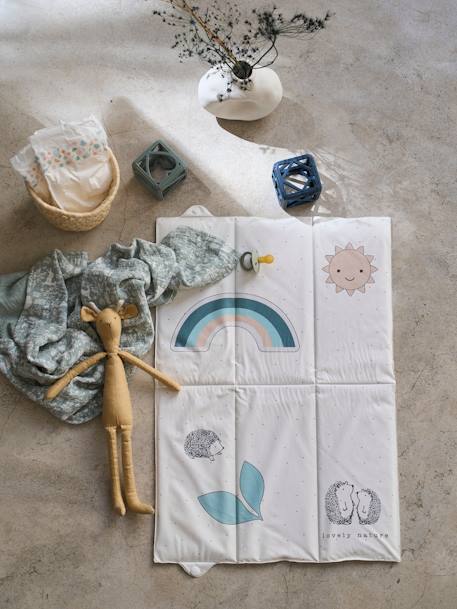 Vertbaudet - Tapis à langer de voyage LOVELY NATURE blanc imprimé