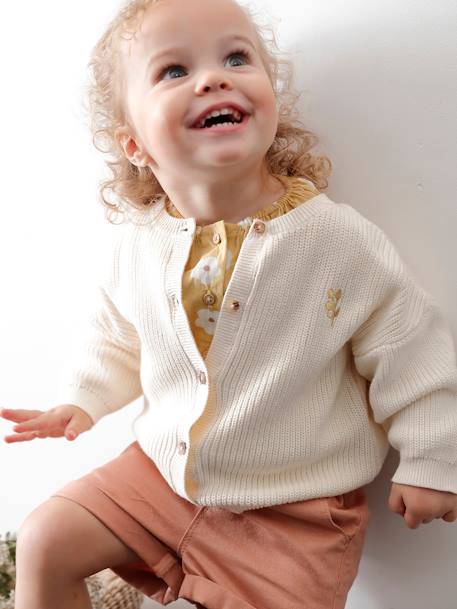 Bébé-Pull, gilet, sweat-Gilet bébé en côtes anglaises motif irisé
