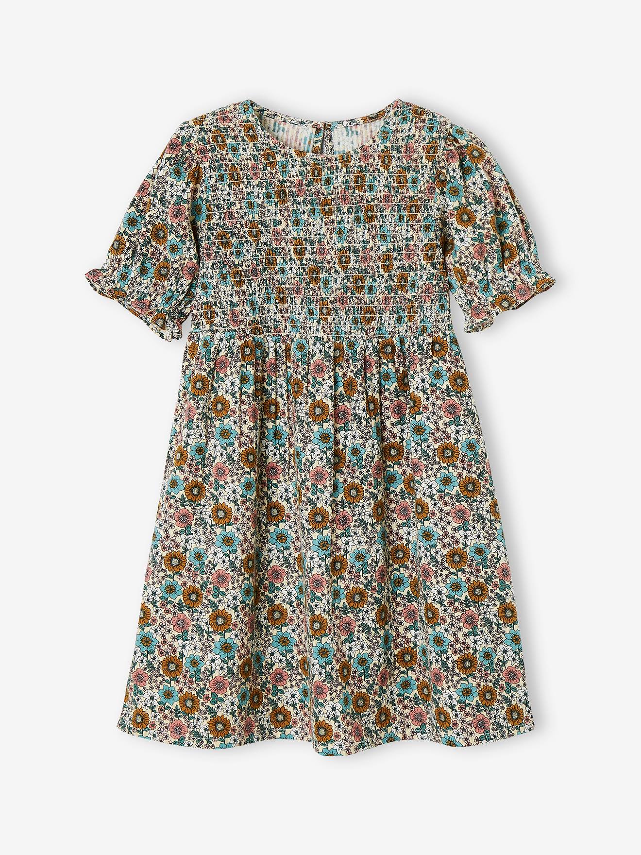 Robe à smocks fille jaune pâle