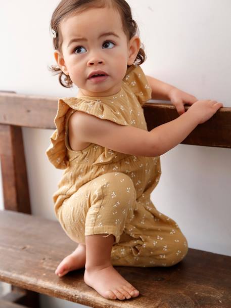 Combinaison bébé en gaze de coton jaune pâle 2 - vertbaudet enfant 