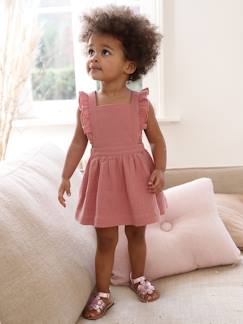 Bébé-Robe, jupe-Robe bébé en gaze de coton bretelles à volants