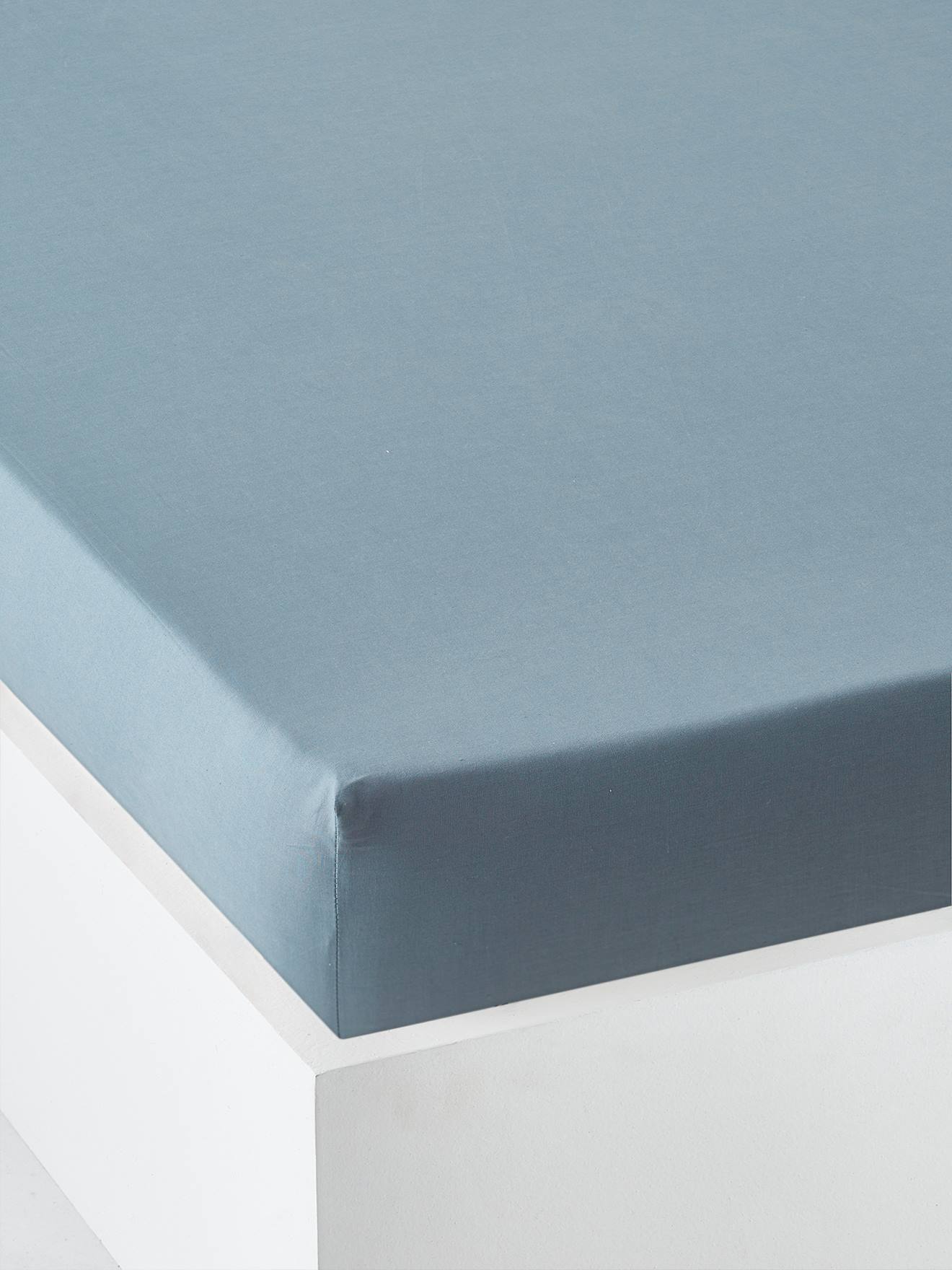 Drap-housse uni enfant bleu jean