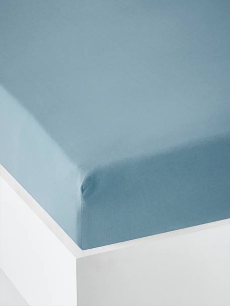 Vertbaudet - Drap-housse uni bébé bleu denim