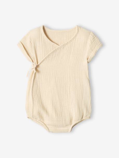Vêtements bébé et enfants à personnaliser-Bébé-Body bébé personnalisable en gaze de coton ouverture naissance