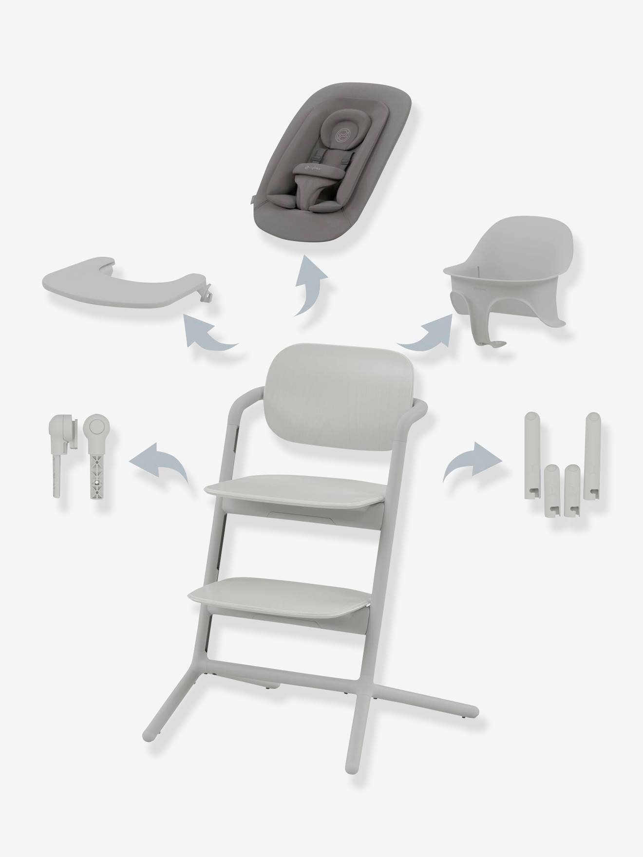Set 4-en-1 chaise haute évolutive avec transat Cybex Lemo 2 suede grey