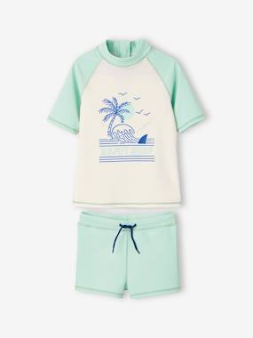 VERTBAUDET Ensemble Bain Garçon T-Shirt Anti-UV + Boxer - Protection Solaire Et Style Surfer