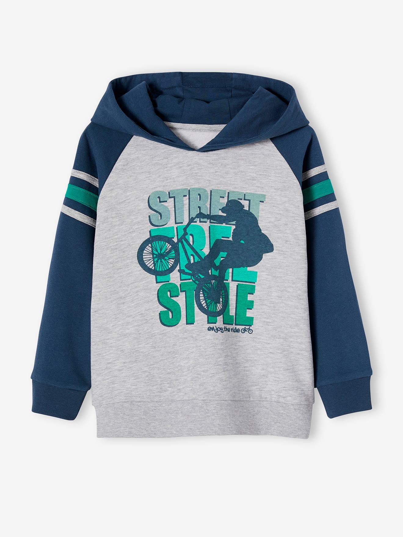 Sweat à capuche animations graphique garçon manches raglan encre