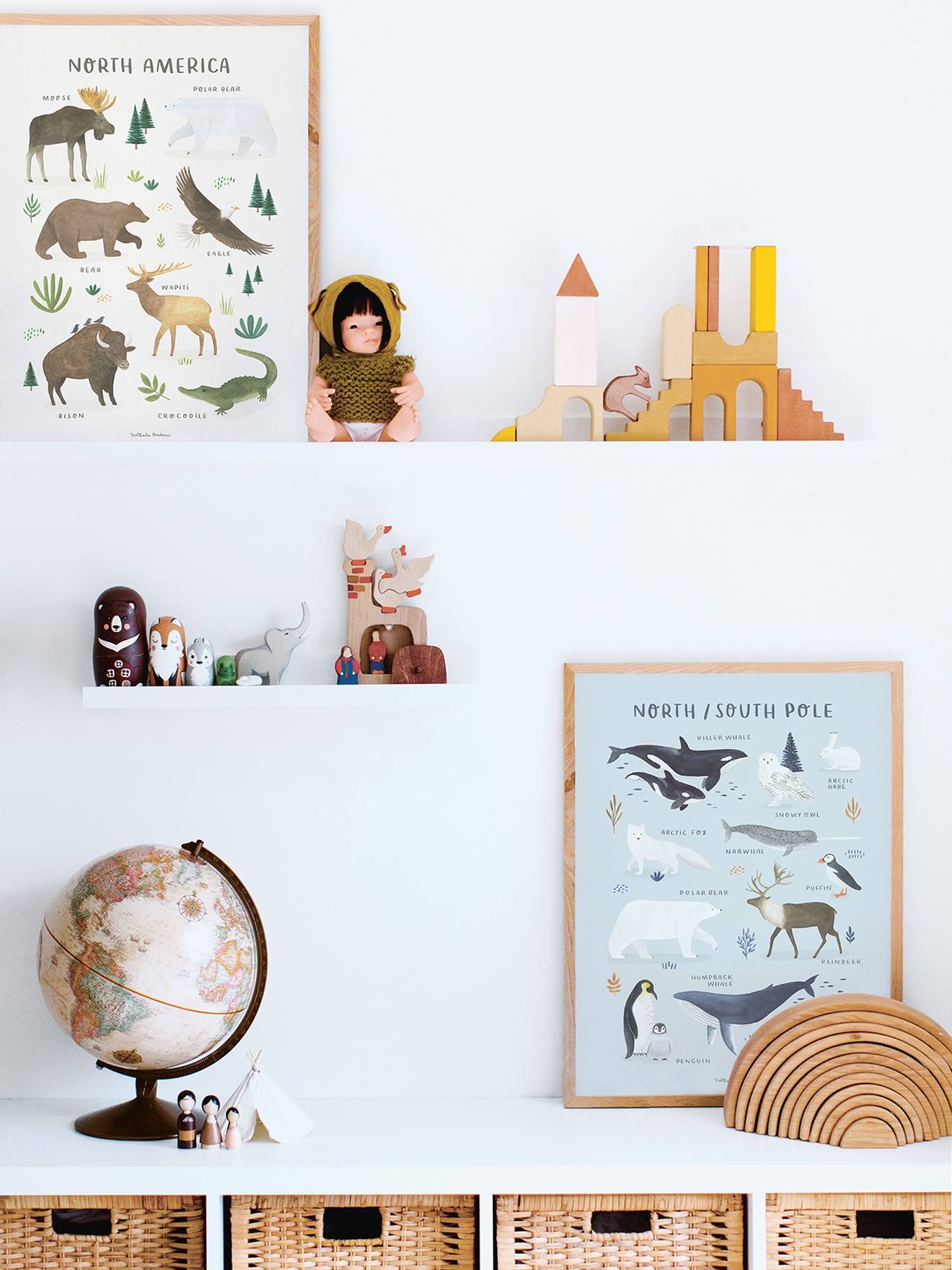 Affiche Animaux Pôle Nord/Sud Living Earth LILIPINSO bleu glacier