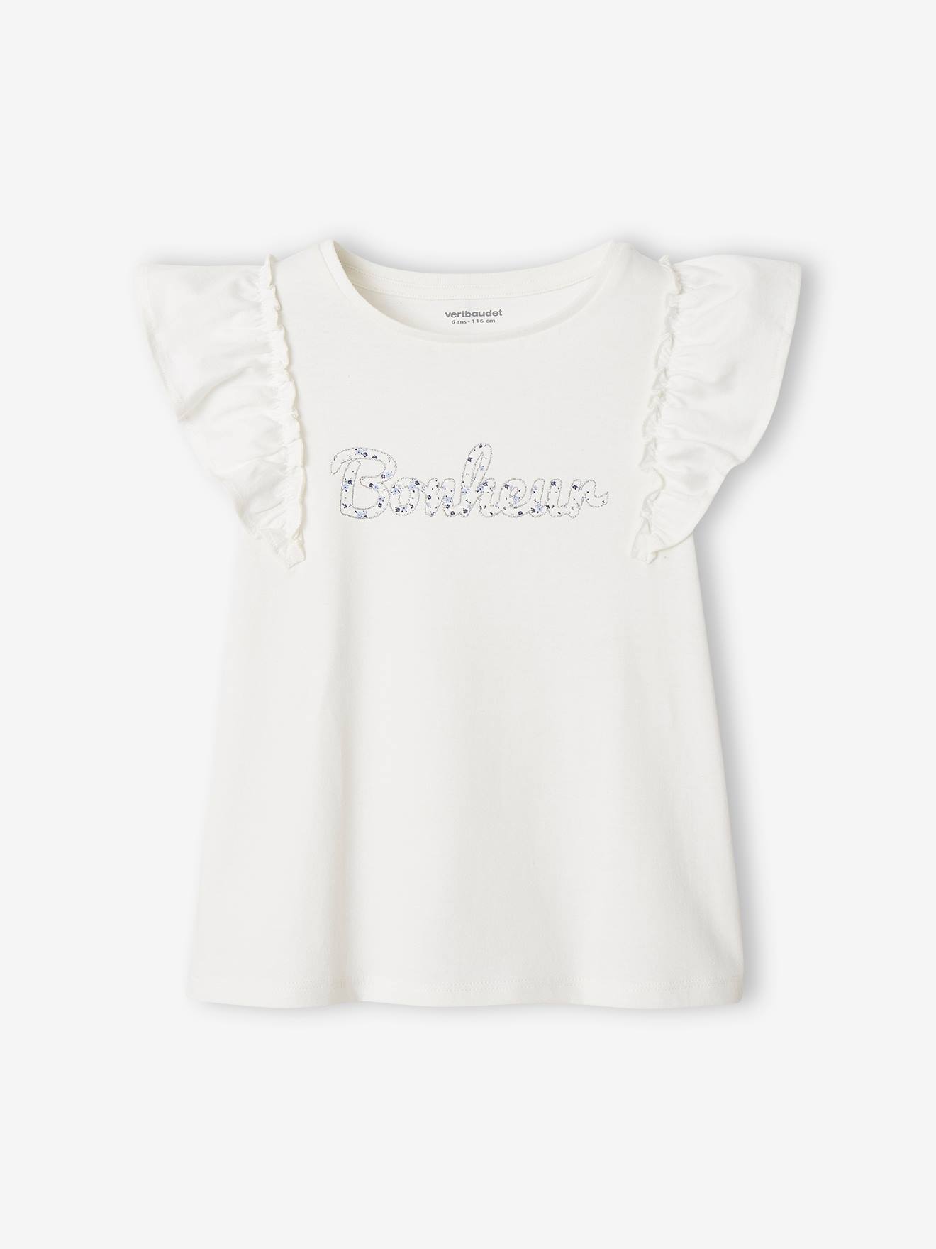 Tee-shirt volanté fille. écru