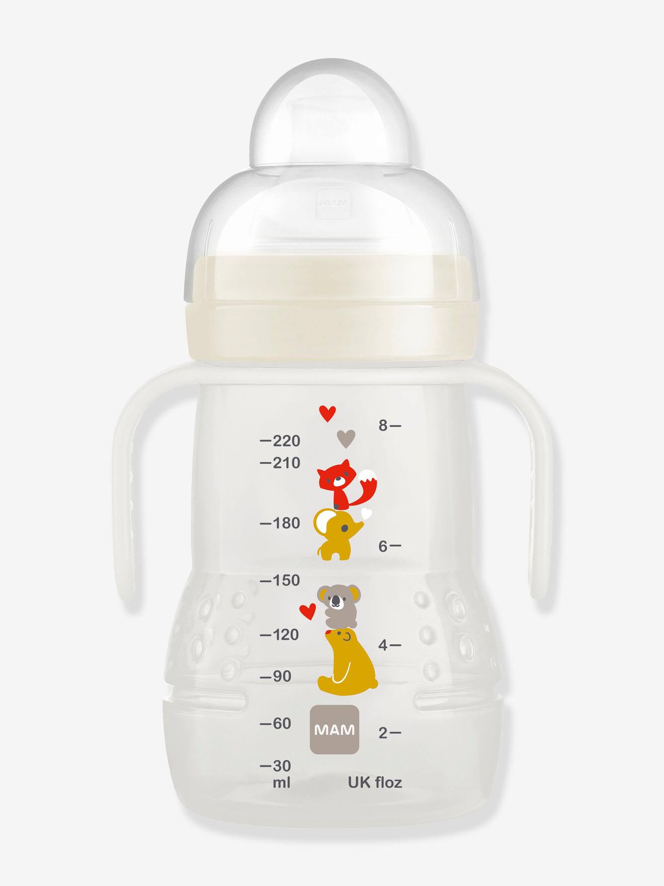 Biberon de transition 220 ml MAM Trainer+ avec anses beige