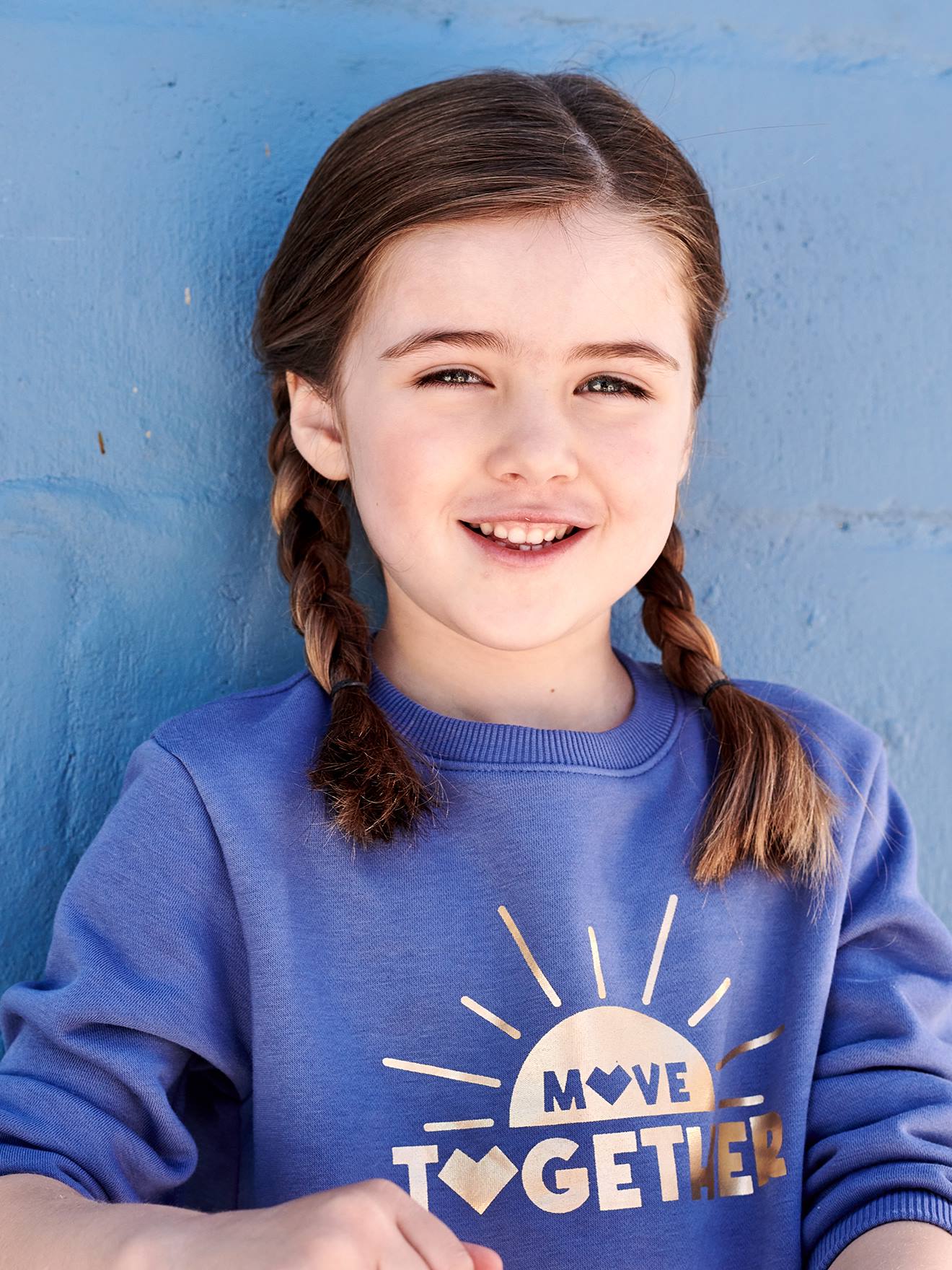Sweat sport motif sunrise brillant fille bleu