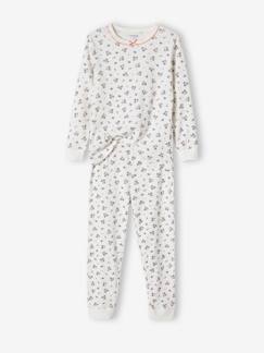 -Pyjama fille personnalisable en maille côtelée avec imprimé fleuri