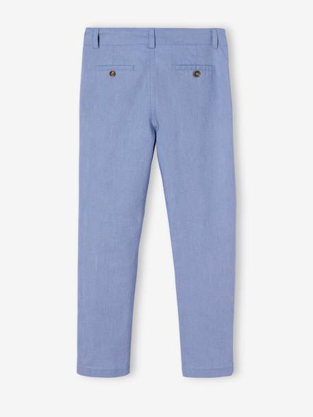 Pantalon chino garçon en coton/lin beige clair+bleu+marine foncé+vert sauge 9 - vertbaudet enfant 