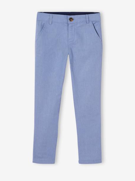 Pantalon chino garçon en coton/lin beige clair+bleu+marine foncé+vert sauge 7 - vertbaudet enfant 