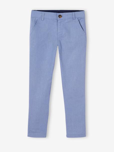 Pantalon garçon cérémonie chino en coton/lin beige+beige clair+bleu+marine foncé+vert sauge 17 - vertbaudet enfant 