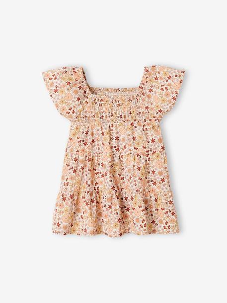 Vertbaudet - Robe fleurie bébé avec smocks écru
