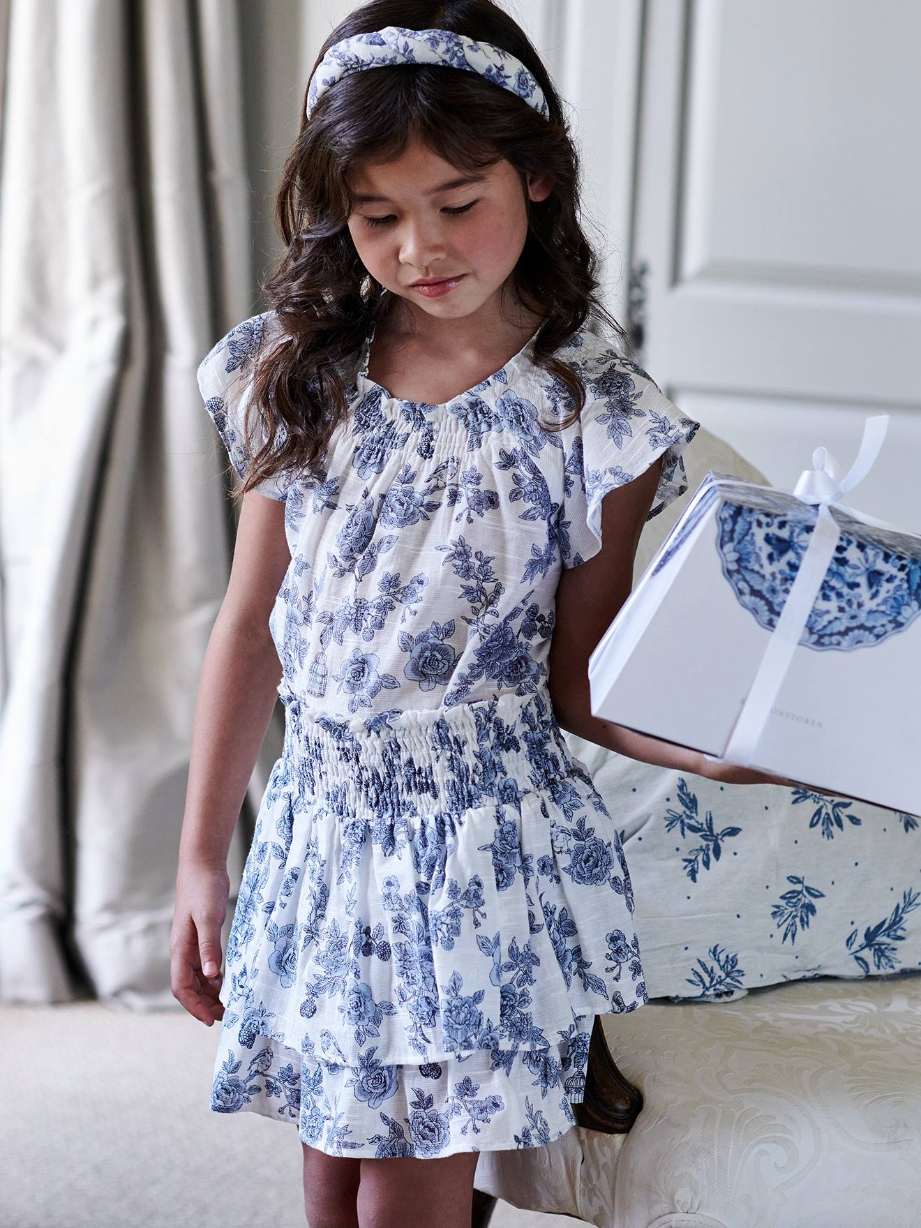 Blouse de cérémonie motif poétique fille écru