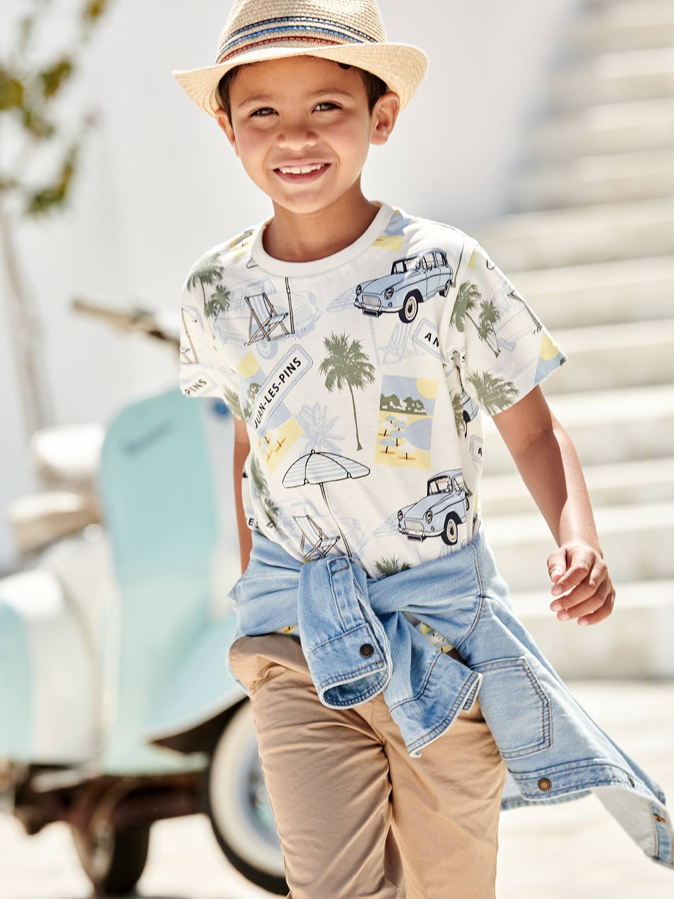 T-shirt garçon Juan les pins blanc imprimé