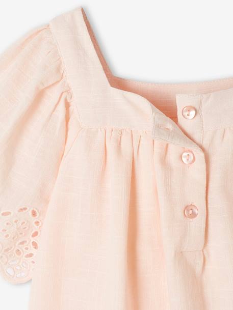 Robe animée de broderie anglaise fille manches papillon rose pâle 3 - vertbaudet enfant 