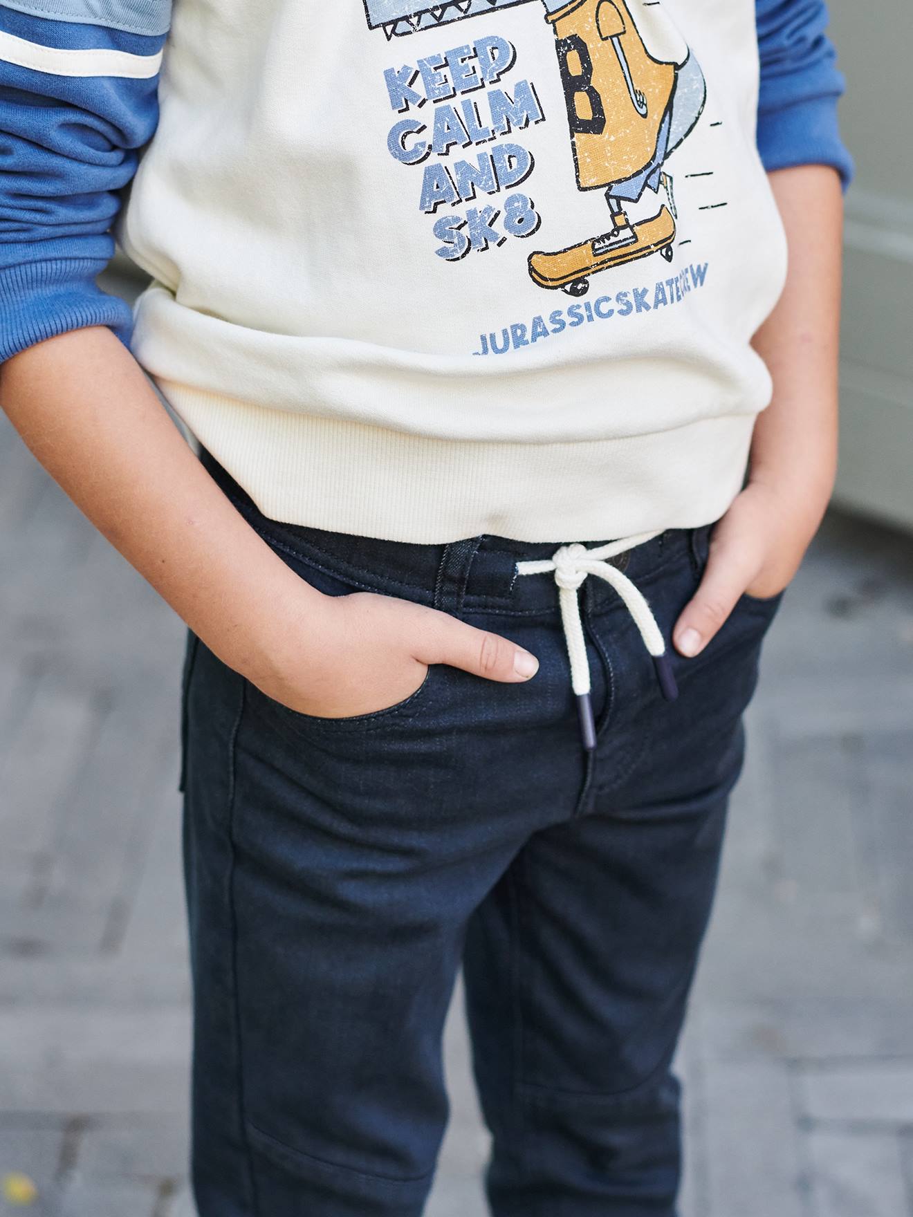 Pantalon slim couleur facile à enfiler garçon bleu nuit