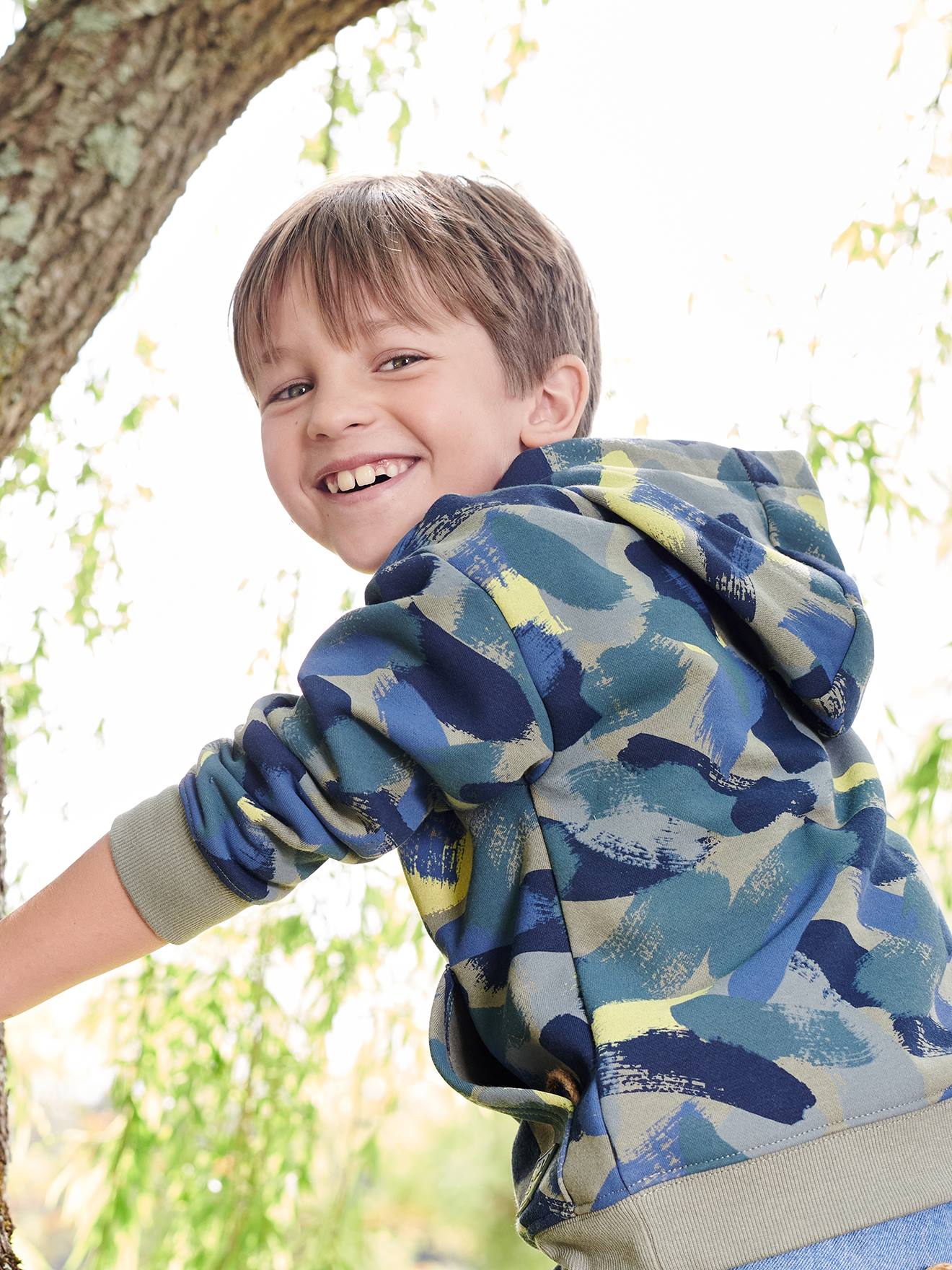 Sweat capuche effet camouflage gar on vert imprim Vertbaudet