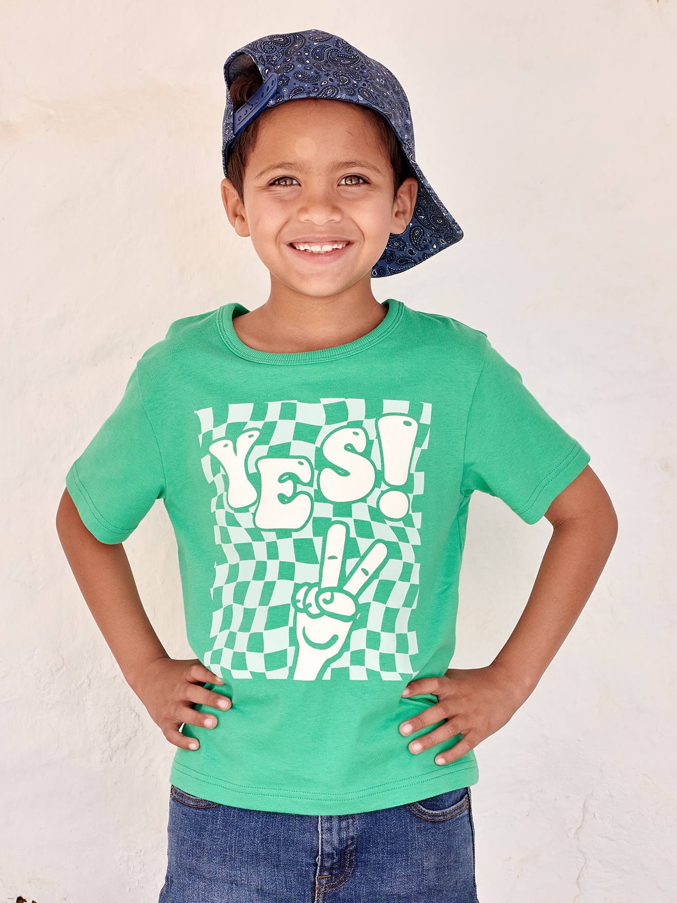 T-shirt maxi motif détails encre gonflante garçon vert