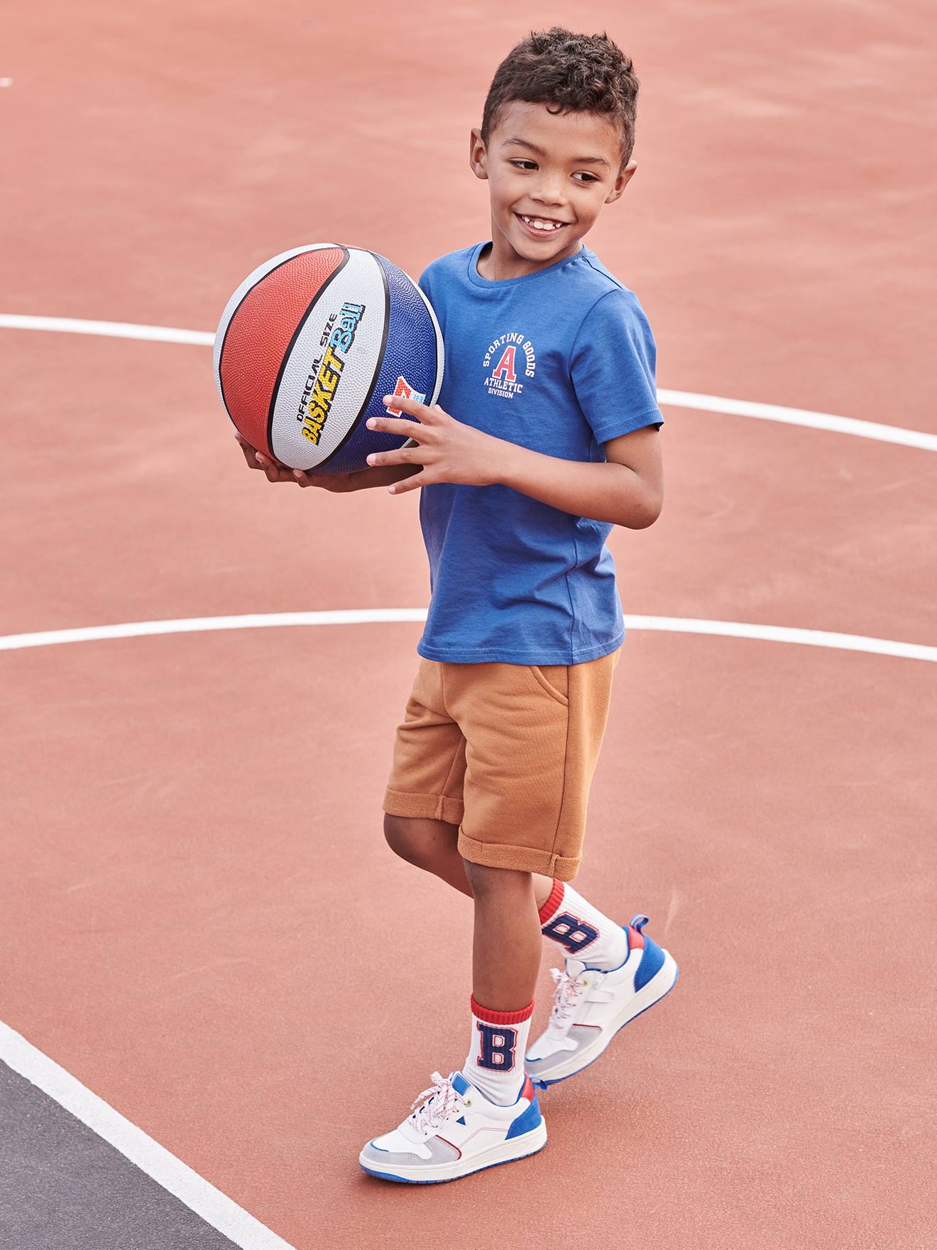 Bermuda garçon en molleton noix de pécan