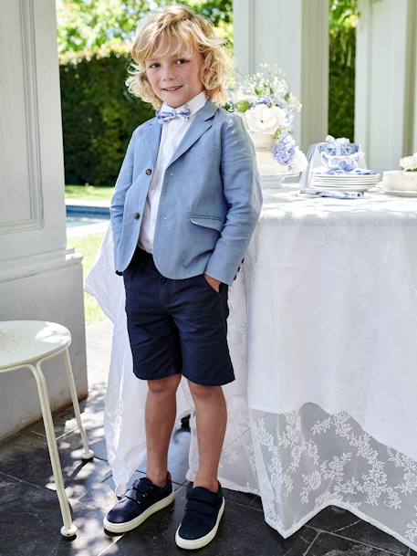 Bermuda garçon cérémonie en coton/lin beige+beige clair+bleu+marine foncé+vert sauge 23 - vertbaudet enfant 