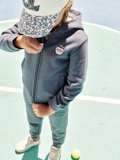 Sweat fille zippé à capuche sport bleu 2 - vertbaudet enfant 