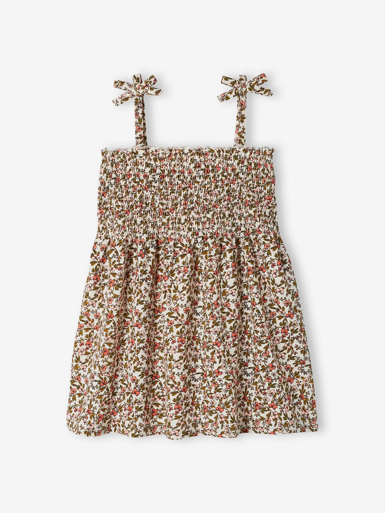 Débardeur à smocks imprimé fille rose nude