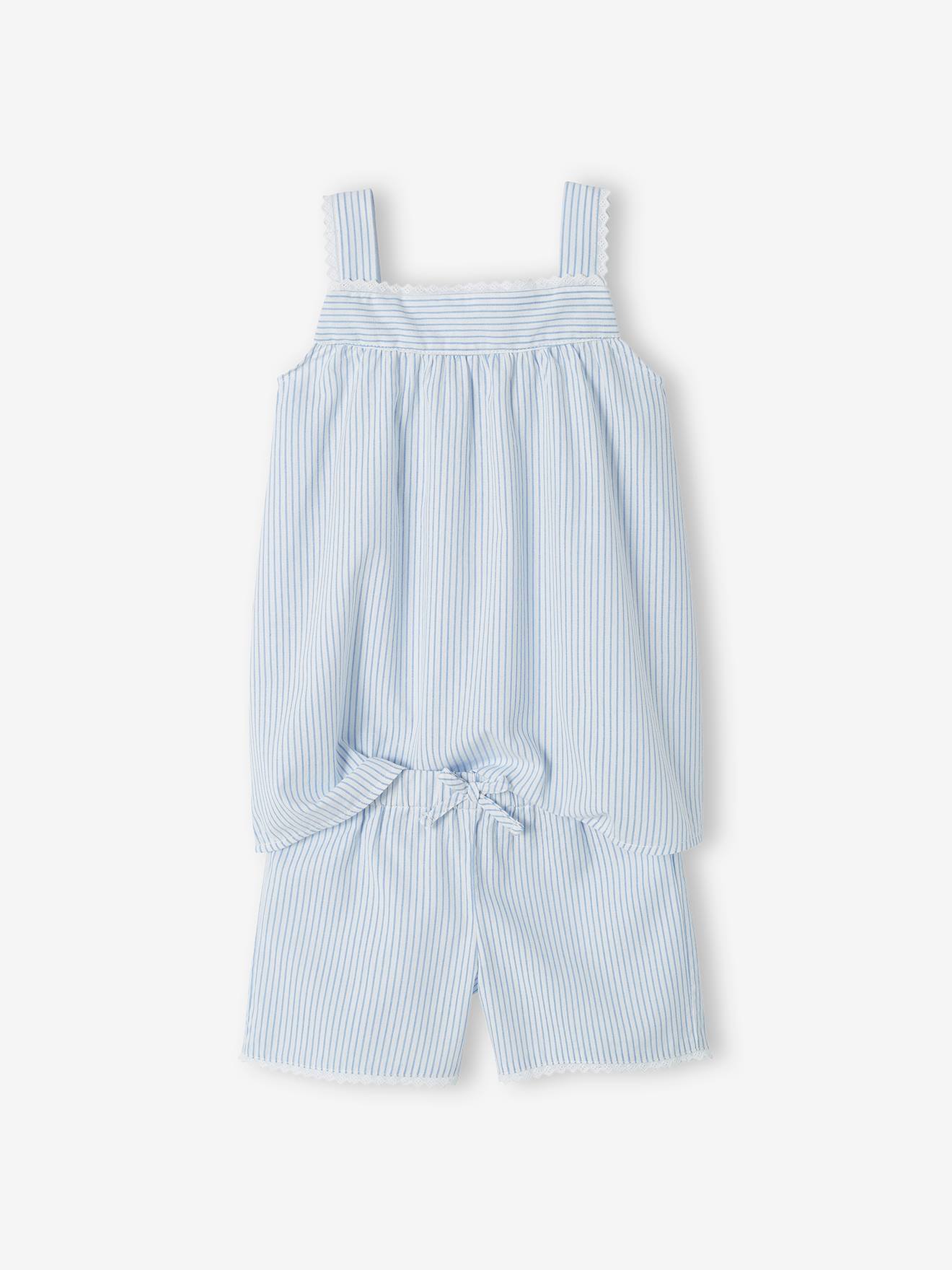 Pyjashort rayé fille rayé bleu