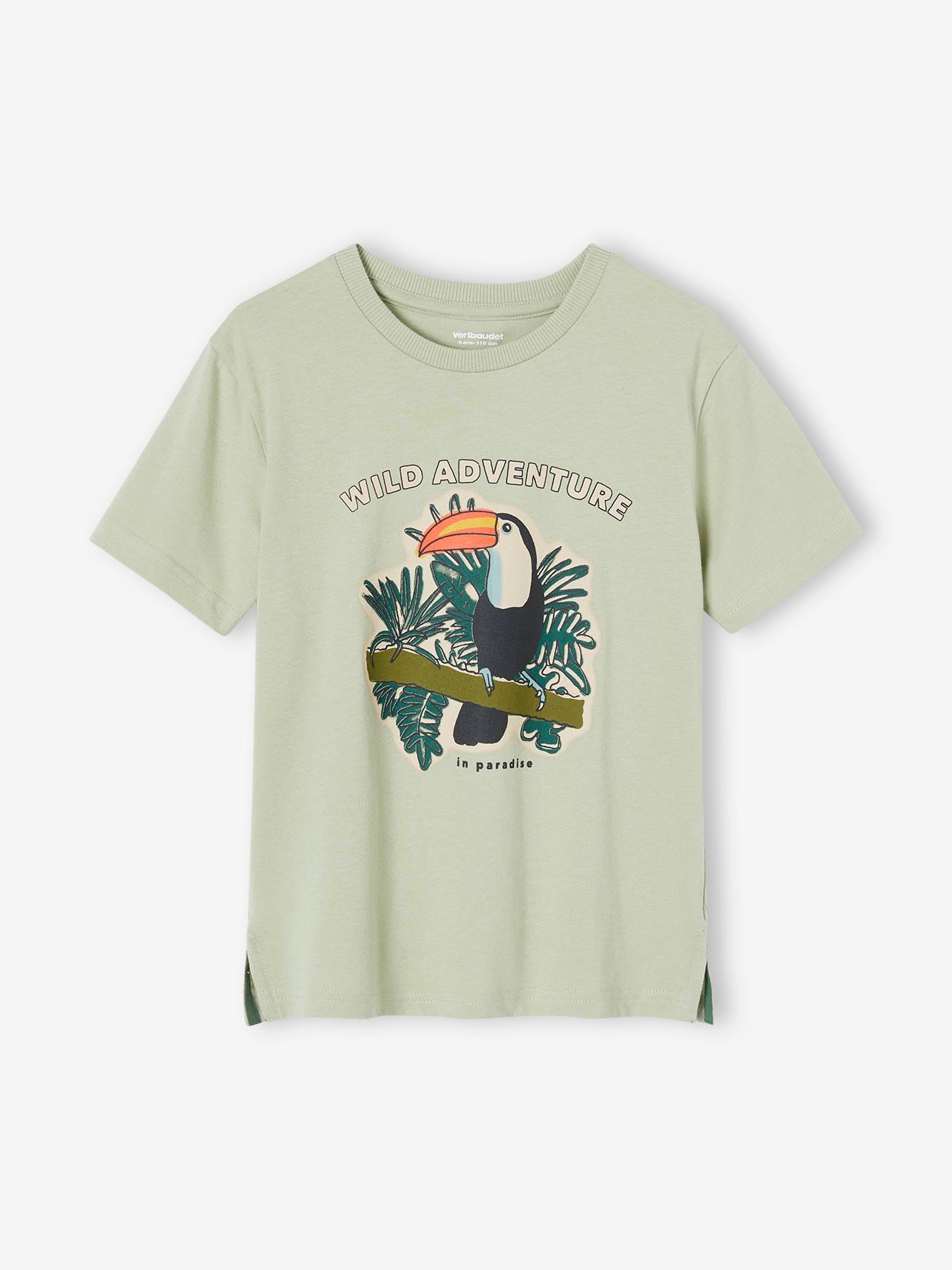 Tee-shirt motif toucan garçon vert sauge