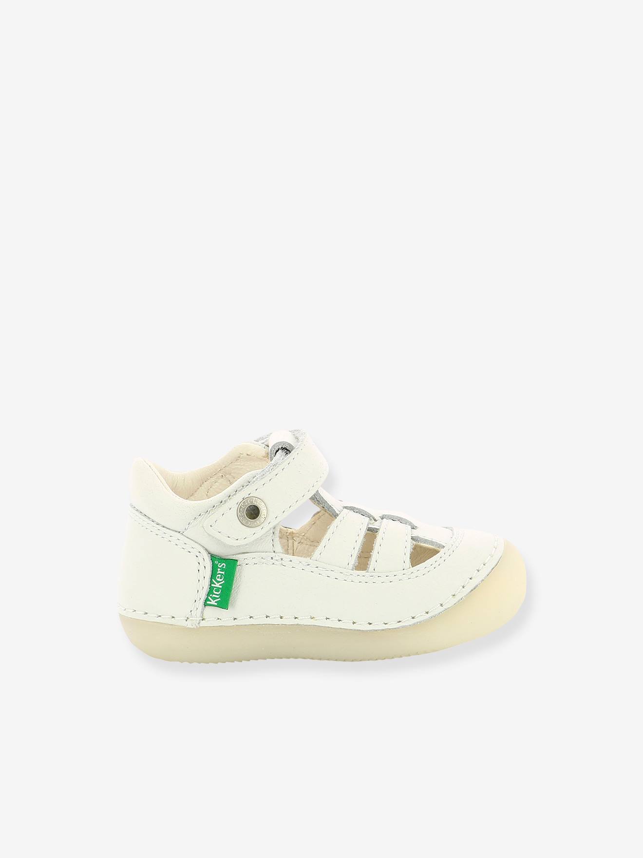 Sandales Cuir Bébé Sushy Originel Softers Kickers® Blanc