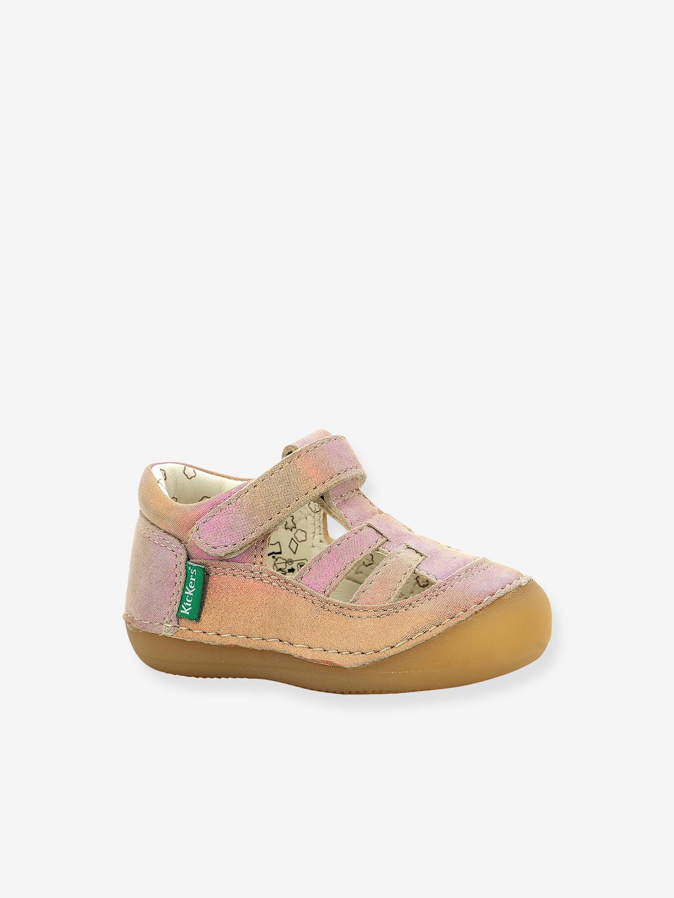 Sandales Cuir Bébé Sushy Originel Softers Kickers® Rose