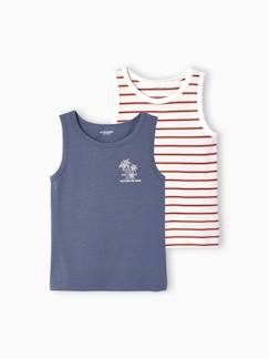 Garçon-T-shirt, polo, sous-pull-T-shirt-Lot de 2 débardeurs garçon thème palmier
