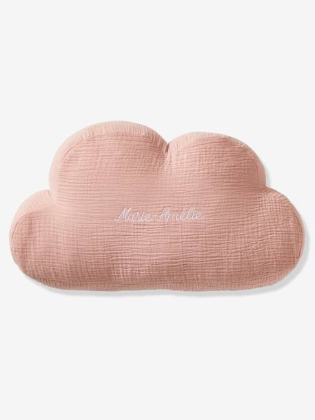 Vertbaudet - Coussin nuage en gaze de coton personnalisable rose poudré