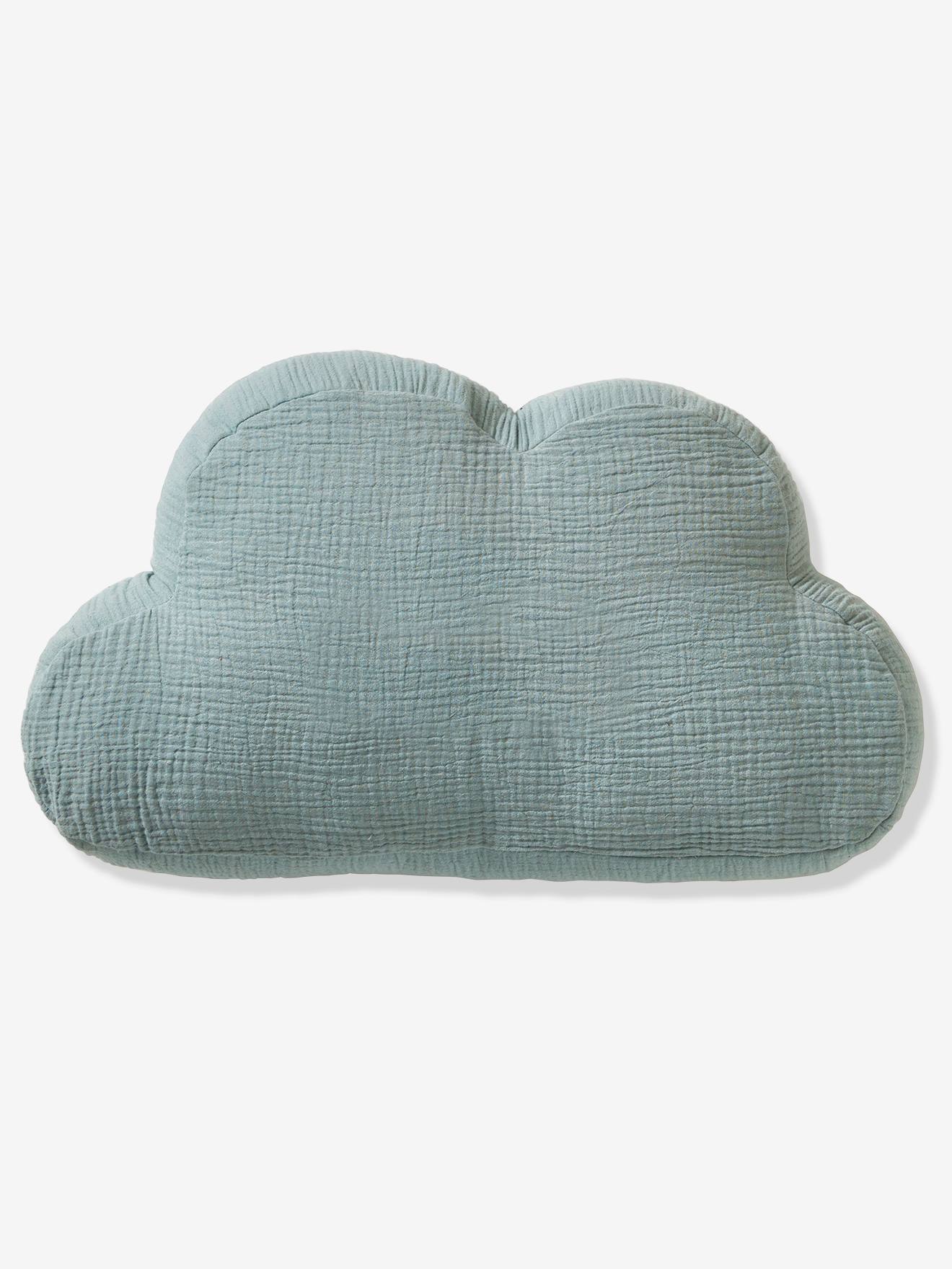 Coussin nuage en gaze de coton personnalisable bleu grisé (Vertbaudet) - Image 1
