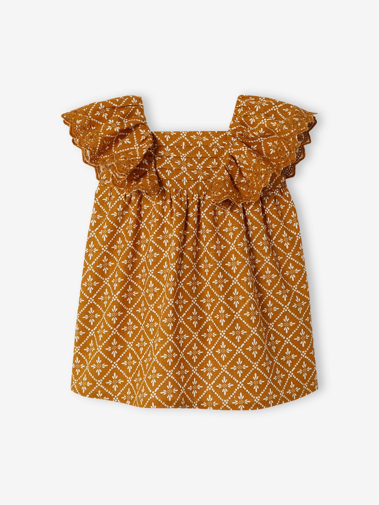 Robe bébé à volants caramel