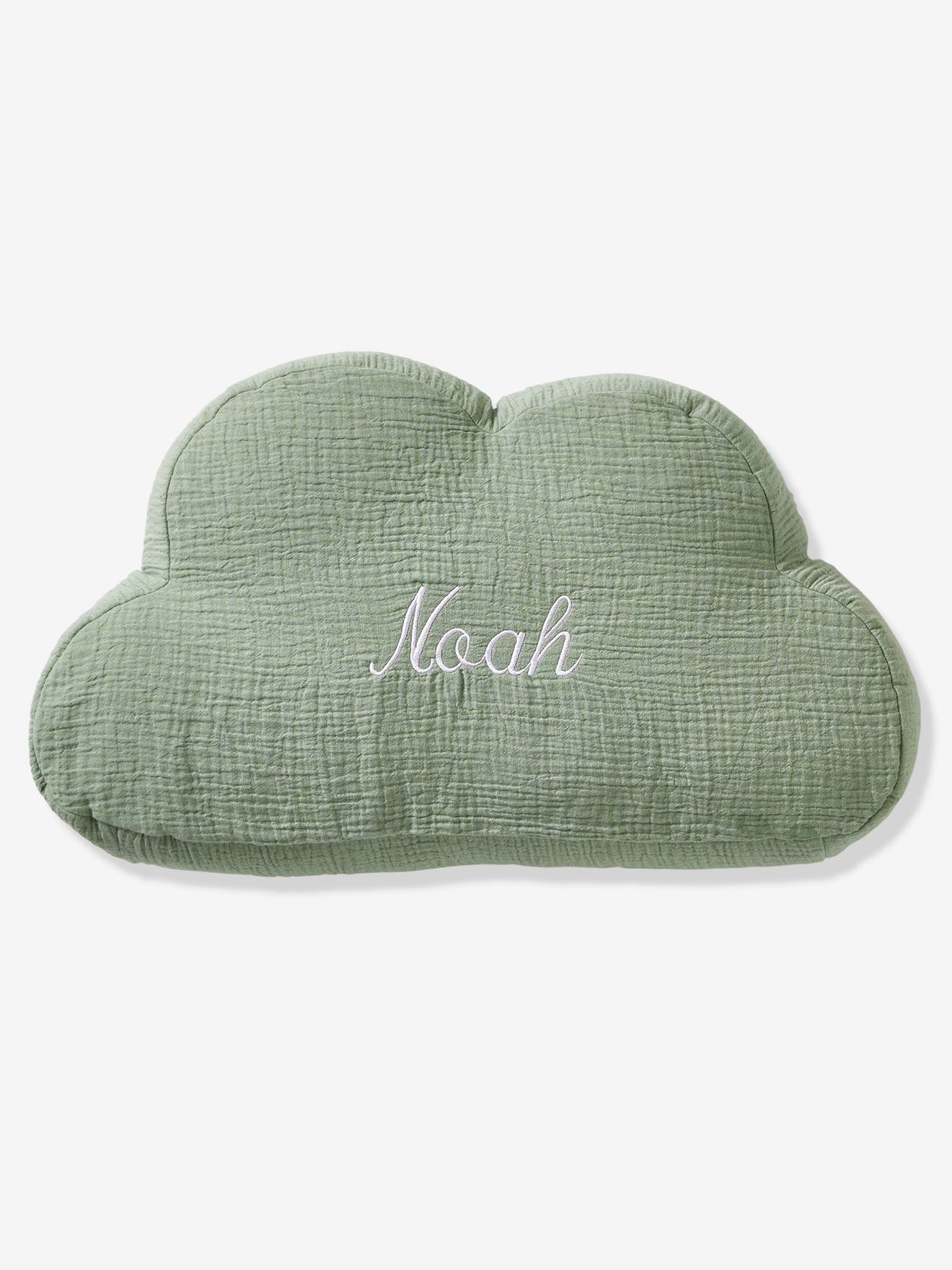 Coussin nuage en gaze de coton personnalisable vert sauge