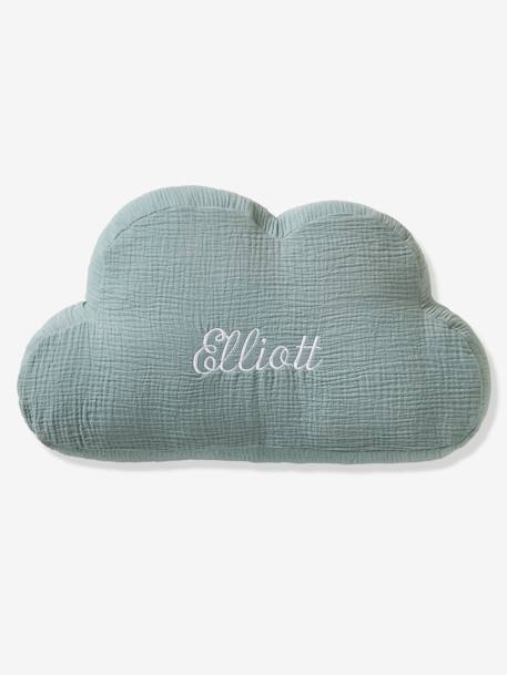 Vertbaudet - Coussin nuage en gaze de coton personnalisable bleu grisé