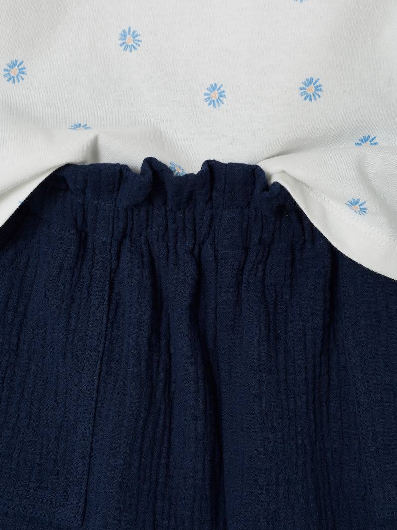 Ensemble Blouse + Short Fille Vertbaudet - Gaze De Coton - Imprimé Volants - Taille 9A