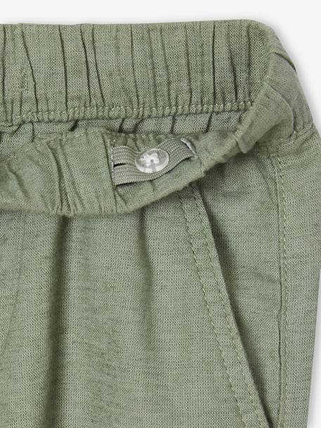 Pantalon garçon coton/lin léger beige chiné+bleu nuit+noisette+vert sauge 18 - vertbaudet enfant 