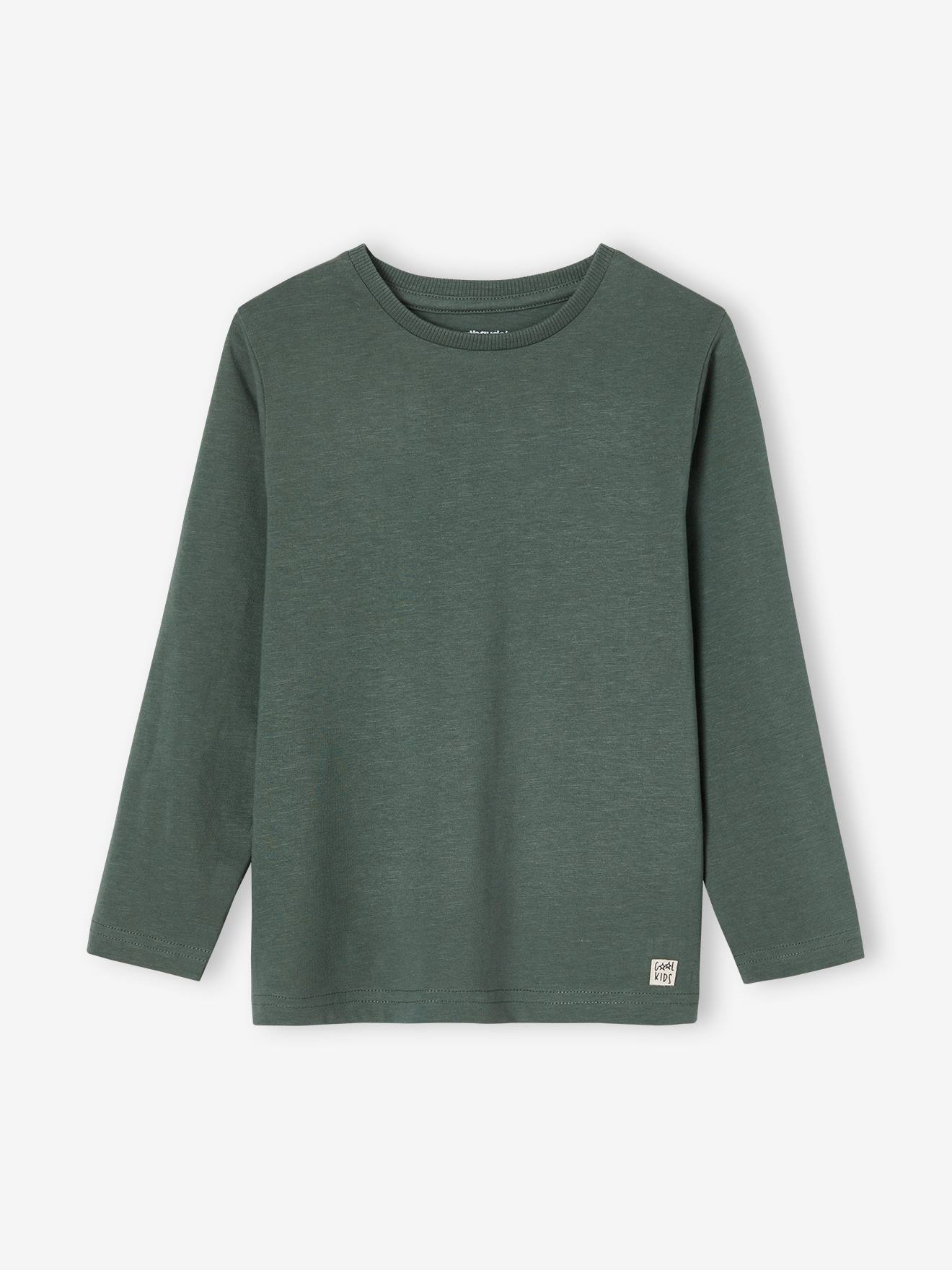 T-shirt couleur personnalisable garçon manches longues vert