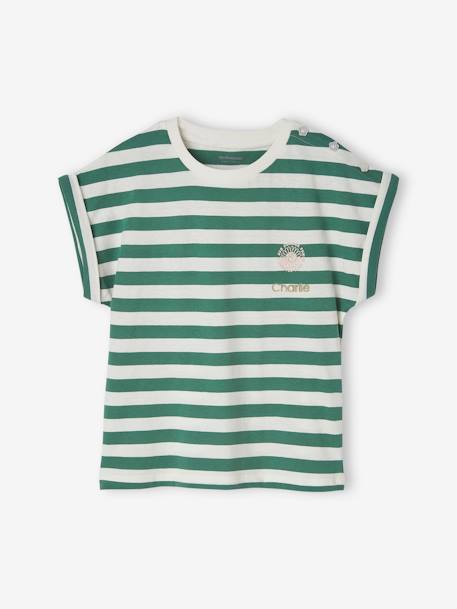 T-shirt rayé personnalisable fille rayé rose+rayé vert 8 - vertbaudet enfant 