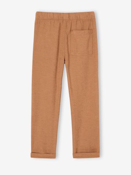 Pantalon garçon coton/lin léger beige chiné+bleu nuit+noisette+vert sauge 13 - vertbaudet enfant 