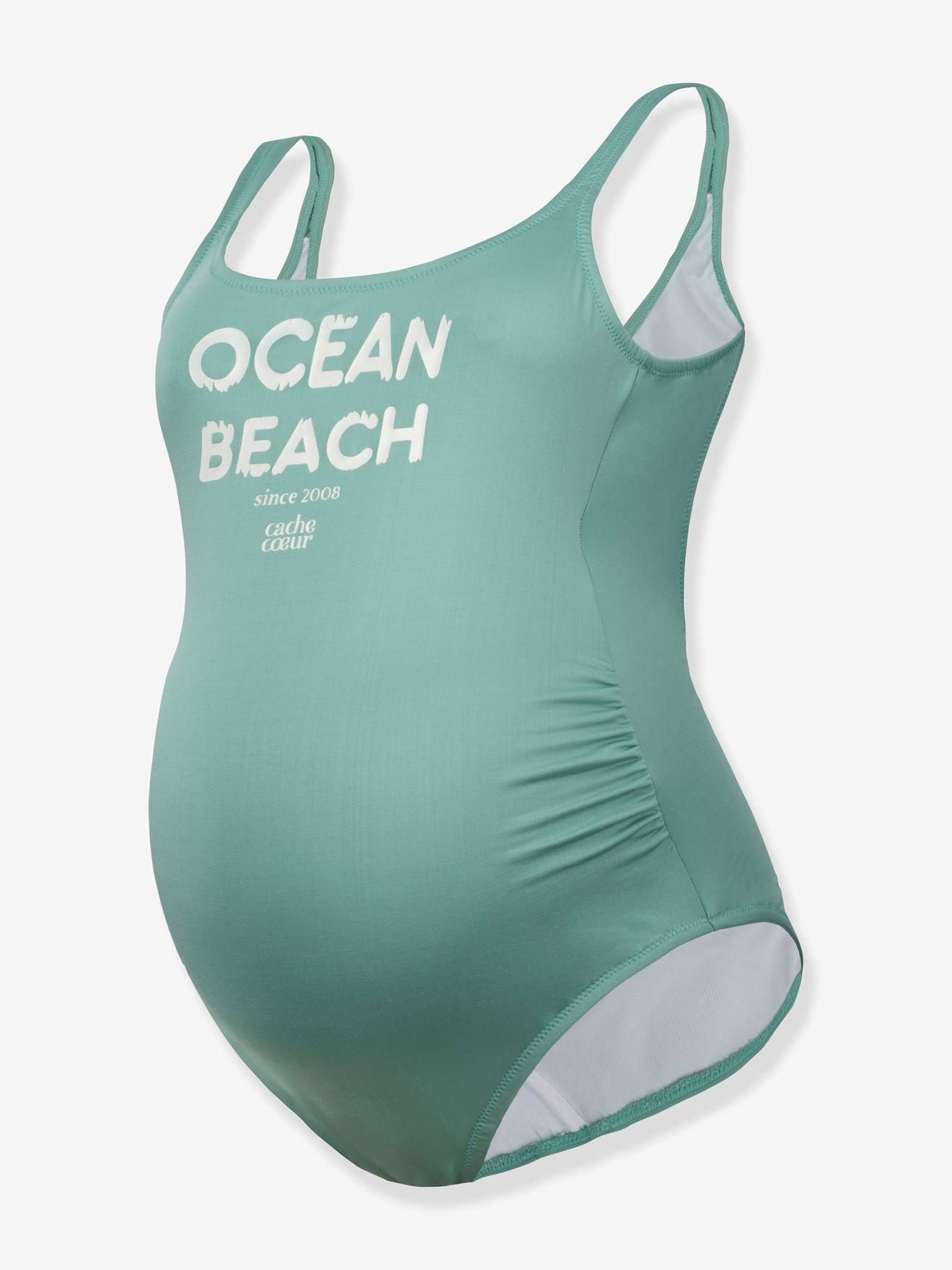 Maillot De Bain De Grossesse 1 Pièce Ocean Beach Cache Coeur Vert