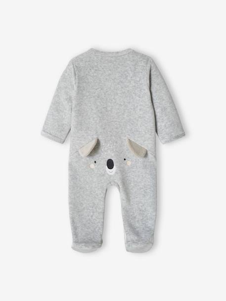 Pyjama bébé mixte velours animal personnalisable beige chiné+gris chiné 15 - vertbaudet enfant 