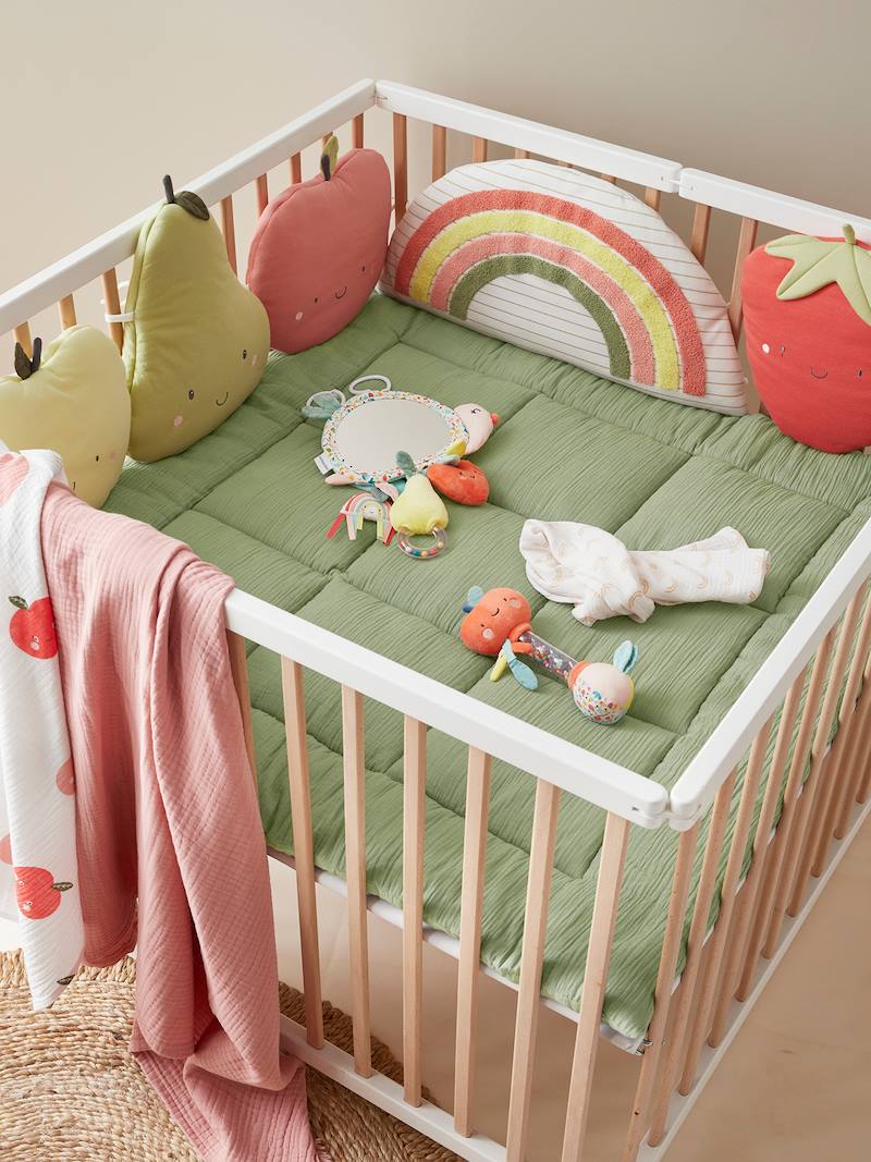 Tour De Lit Bébé En Coton Bio Happy Sky - 6 éléments Multicolores Pour Parc Et Lit Bébé